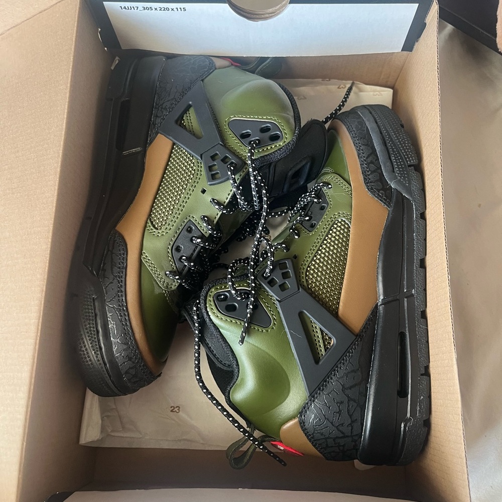 Jordan Green and Black Sneakers with Tan Accents